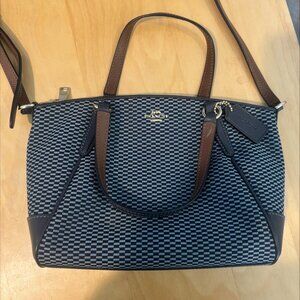 COACH shoulder bag handbag F27574 canvas leather navy blue ladies